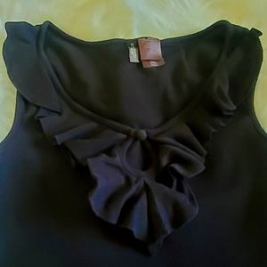 Bisou Bisou Black Ruffle Tank Top S